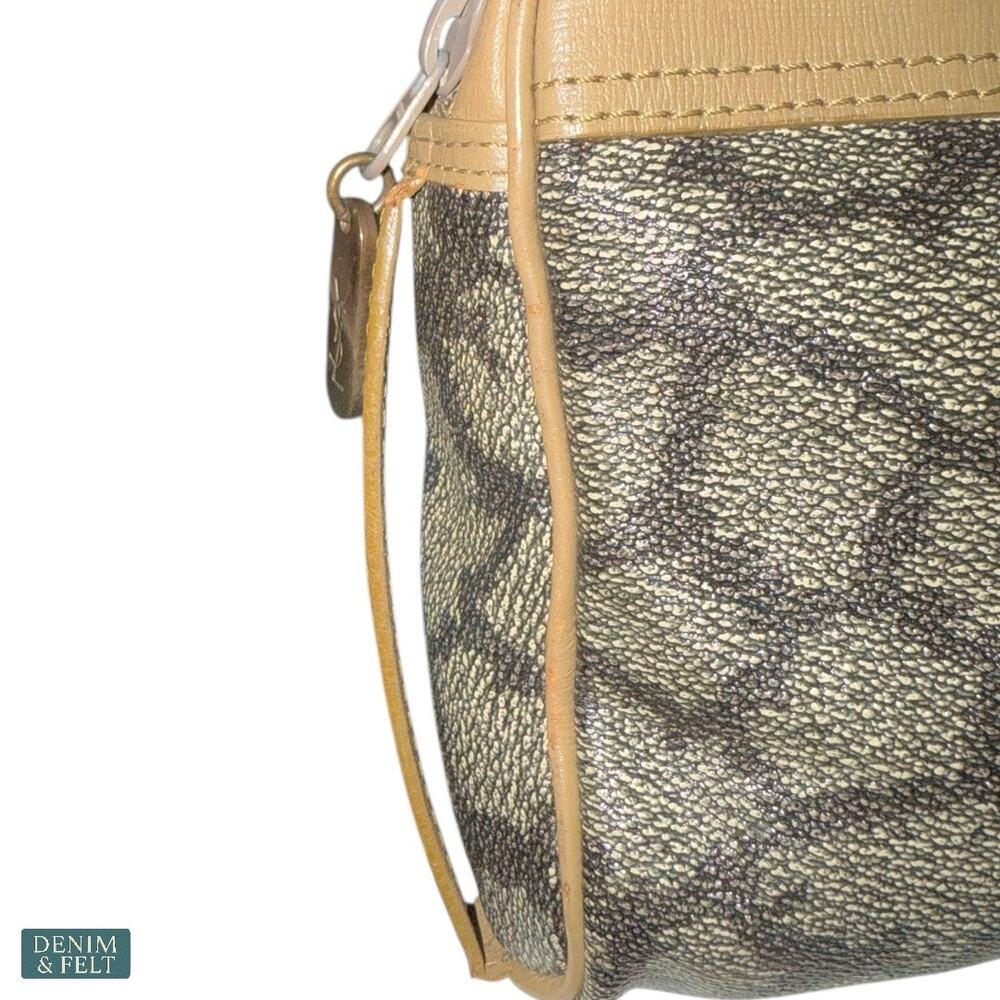 Yves Saint Laurent Monogram Giraffe Print Canvas Clutch Makeup Bag Beige Gray - Picture 7 of 12
